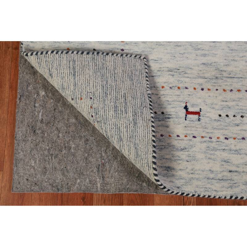 Hand Knotted Oriental 100% Wool Carpet Tribal Animal Pictorial Beige & Ivories Gabbeh Area Rug - 7' 10'' X 5' 2''