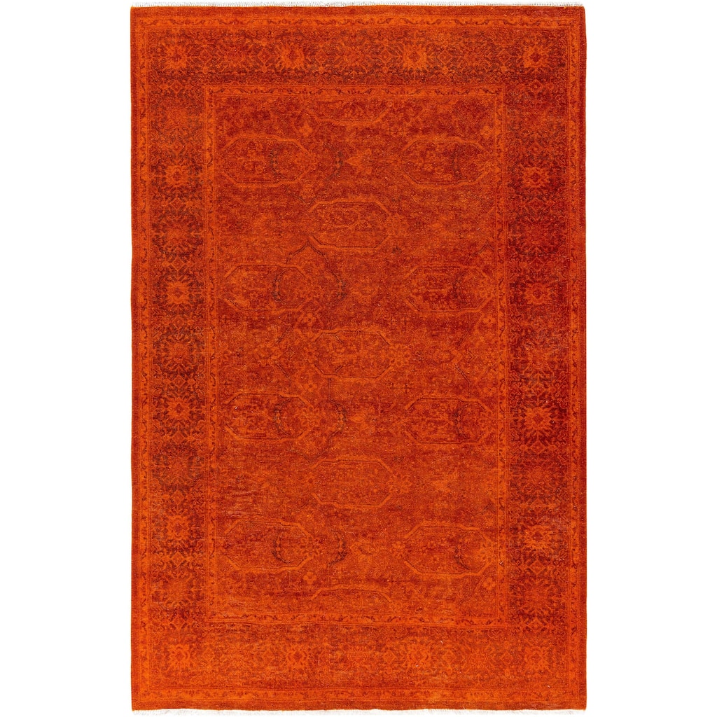Overdyed One-of-a-Kind Hand-Knotted Area Rug - Orange - 4' 0" x 6' 3"