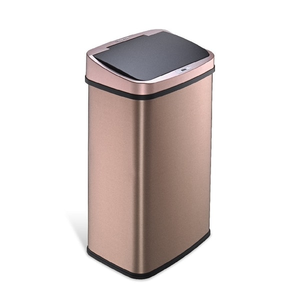 NINESTARS Rectangular Motion Sensor Trash Can 13.2 Gal./50 L Gold DZT-50-28GD