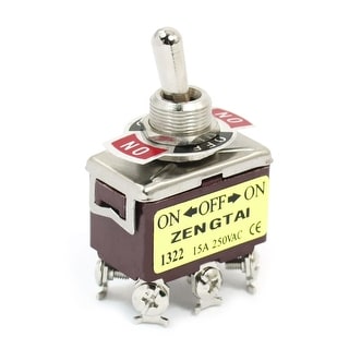 ON-OFF-ON DPDT 6 Screw Terminal Rocker Type Toggle Switch AC 250V 15A E ...