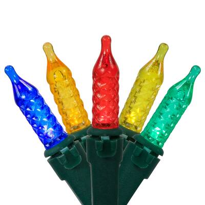 Battery Operated LED M5 Faceted Christmas Lights - Multicolor - 15.75' Green Wire - 50ct