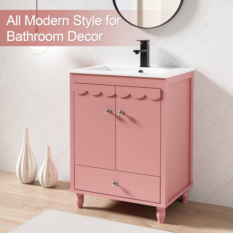 Lace Trim Freestanding Bathroom Vanity Set - Perfect for Bathrooms