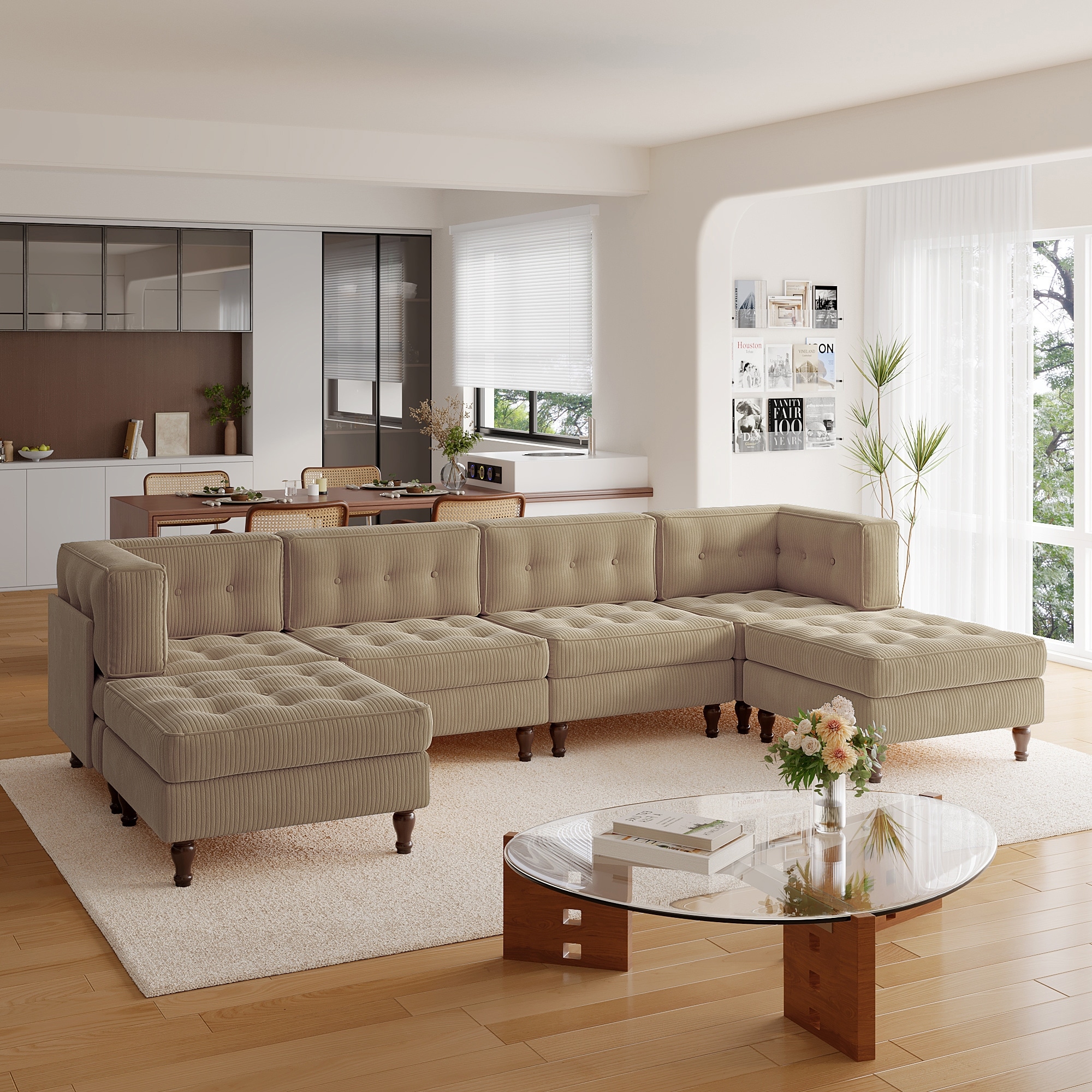 Madison Oversized Upholstered Corduroy Modular Sectional Sofa