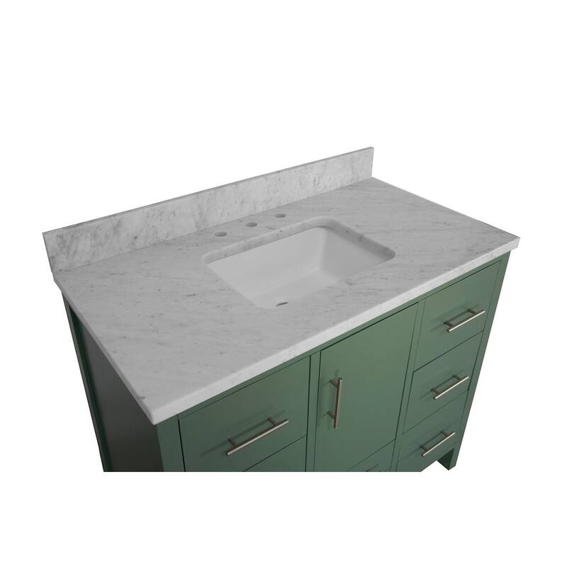 KitchenBathCollection California 42" Bathroom Vanity with Carrara Marble Top
