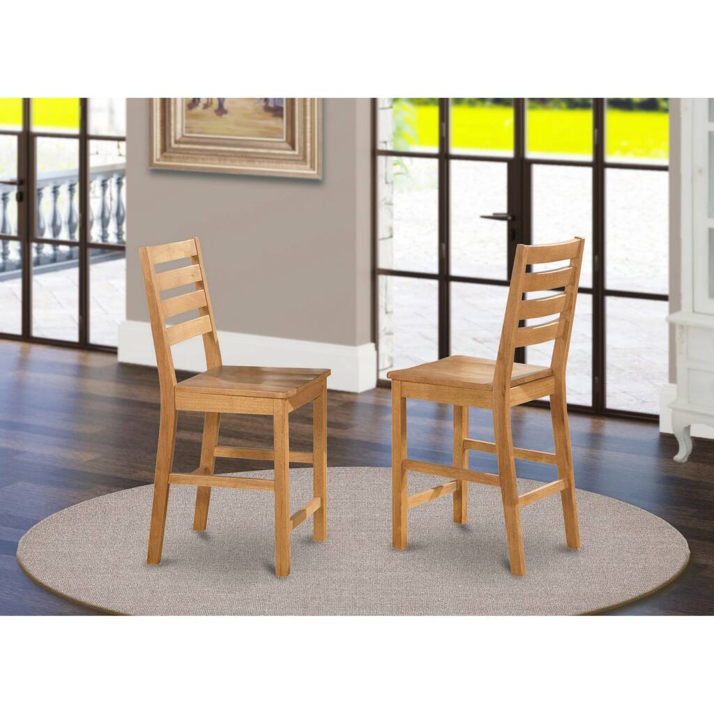 East West Furniture Modern Cafe Pub Natural Oak Counter Height Stool - Set of 2 (Seat's Type Options)