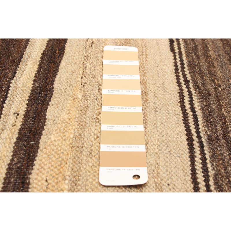 ECARPETGALLERY Flat-Weave Boho Beige Wool Kilim - 4'9 x 6'7