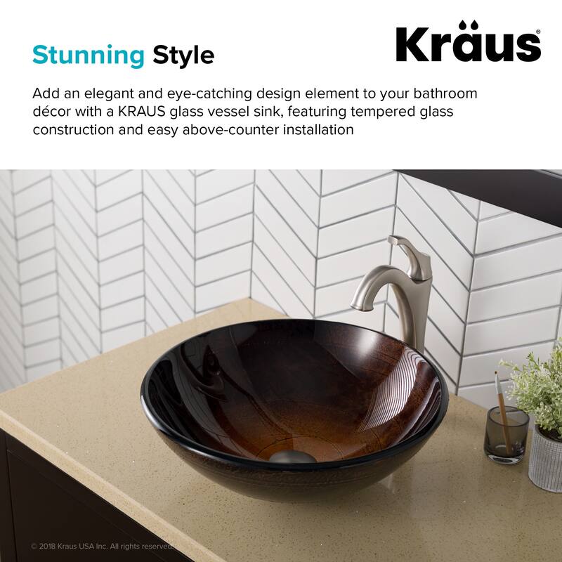 Kraus 16-1/2" Copper Illusion Glass Vessel Bathroom Sink Only
