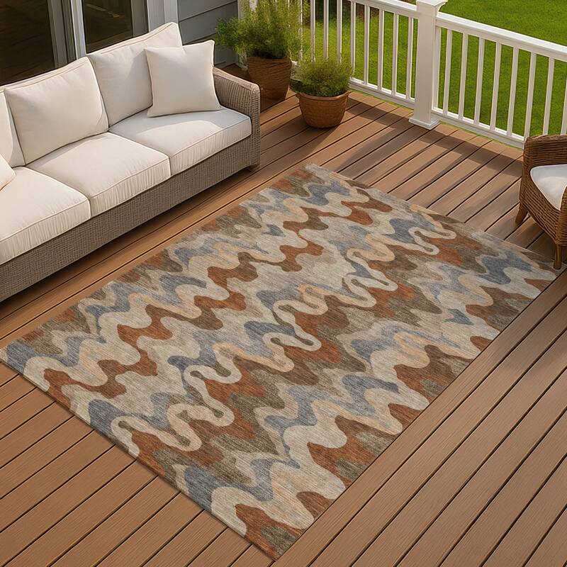 Machine Washable Indoor/ Outdoor Modern Mason Chantille Rug
