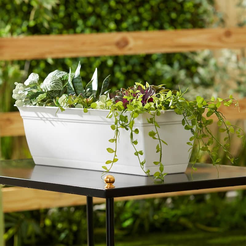 The HC Companies 24 Inch Window Flower Box w/Removable Saucer, White (12 Pack) - 1.24