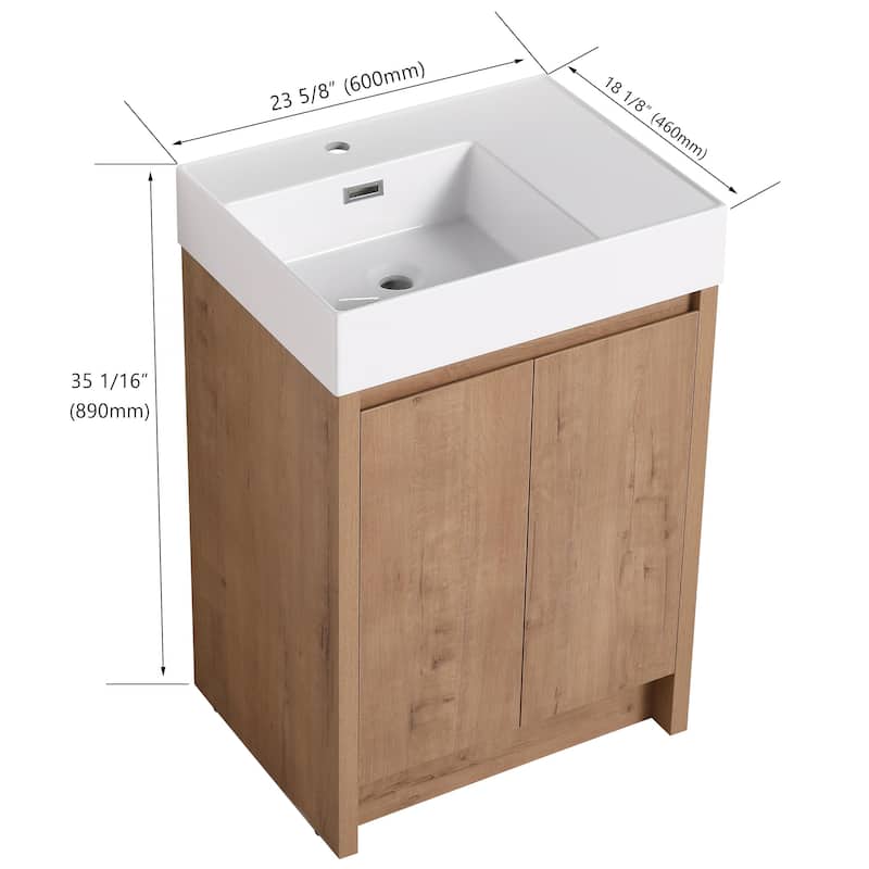 Bathroom Vanity With Sink In 24/30 Inch, Freestanding Bathroom Vanity With Soft Close Door And Adjustable Shelves