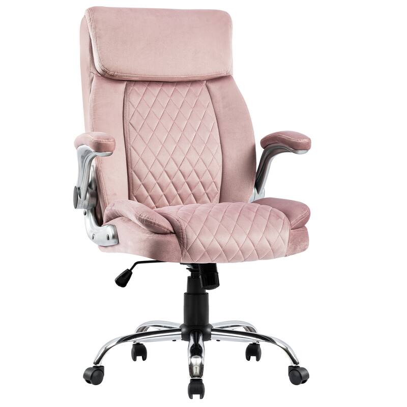 Ergonomic Velvet Desk Chair with Adjustable Armrests, Tilt, and Silent Swivel Wheels