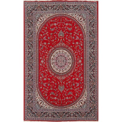 Traditional Floral Red Kashmar Turkish Area Rug Machine Made Carpet - 6'3" x 9'6"