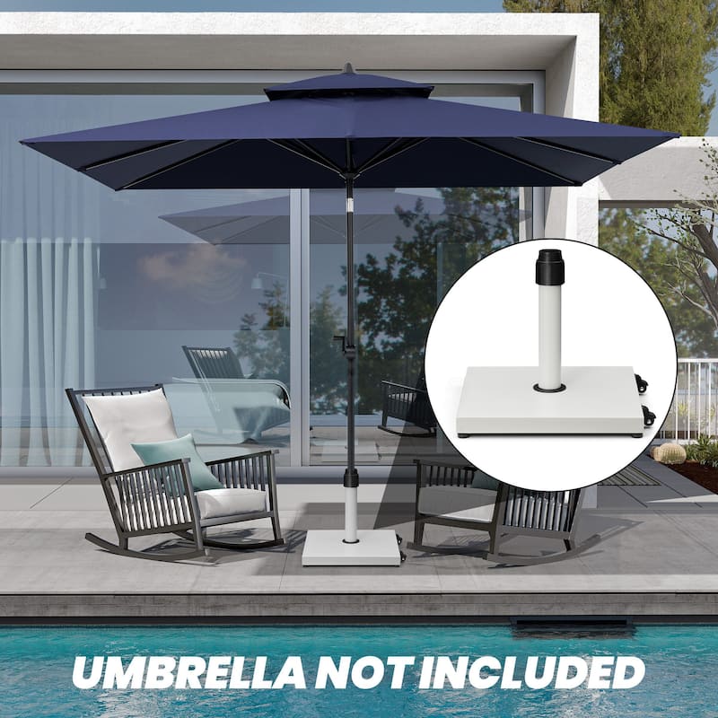 Outdoor Market Umbrella Base Holder Square Concrete / Cement Metal w/Wheels