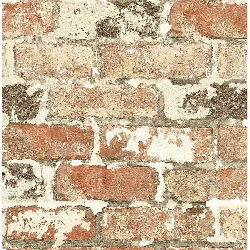 NextWall Weathered Red Brick Peel and Stick Removable Wallpaper - 20.5 in. W x 18 ft. L