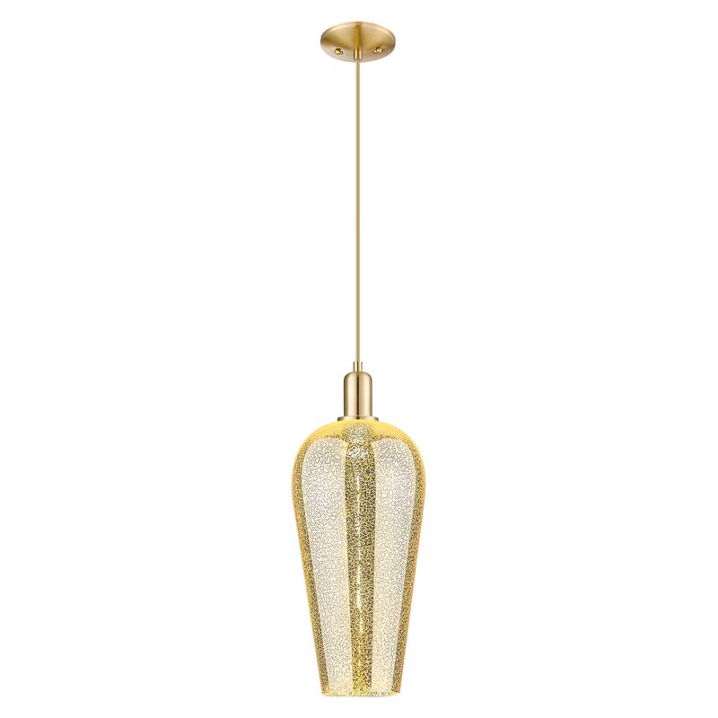 Innovations Lighting Downtown Urban - Chelsea - 1 Light 8" Cord Hung Mini Pendant - Mercury Deco Swirl Shade/Champagne Bronze