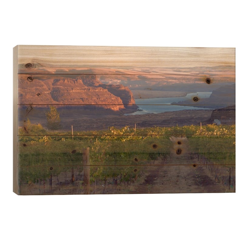 Columbia River With Cave B Vineyard In The Foreground, Columbia Valley AVA, Washington, USA Print On Wood by Janis Miglavs - 18x26x1.5
