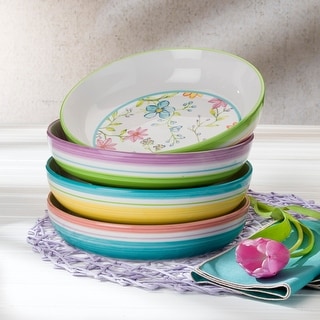 Euro Ceramica Charlotte 4 Piece Assorted Pasta Bowl Set - 8.54 in. x 8.54 in. x 2.17 in.