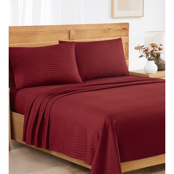 Sheets N More Velvet Bed Sheets, 4-Pc Queen Red Solid Sheet Set (1PC Flat +1PC Fitted + 2 PC Pillowcases), Fits Mattress Upto 15