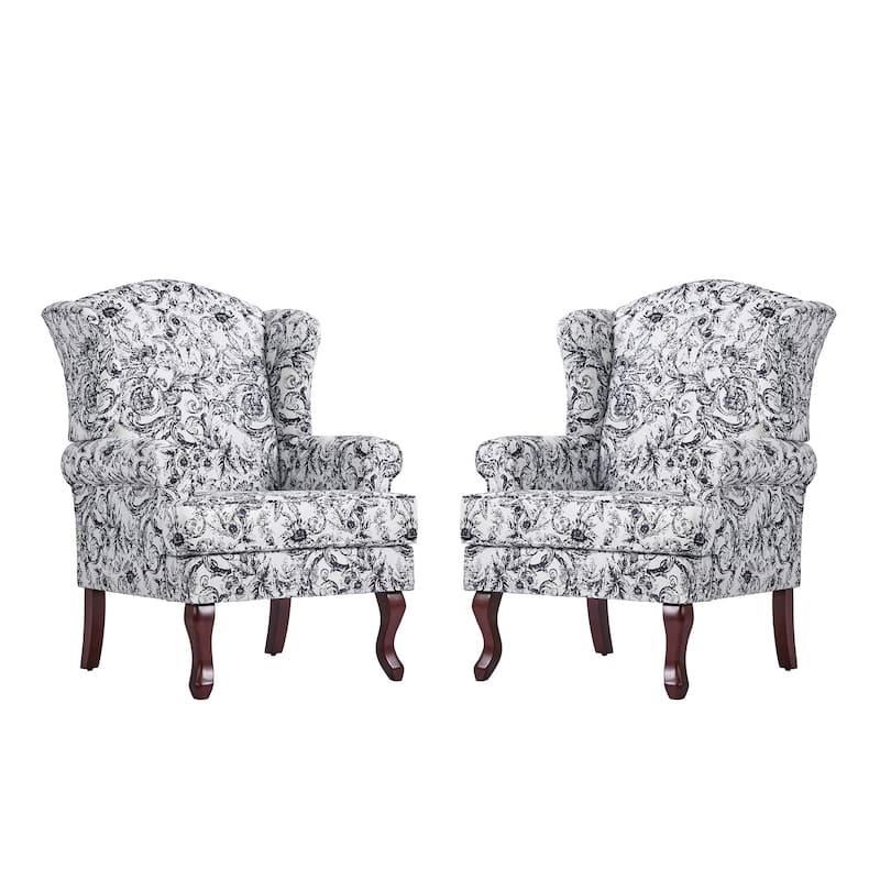 Elegant Living Room Wing Back Arm Chair Upholstered Accent Chair