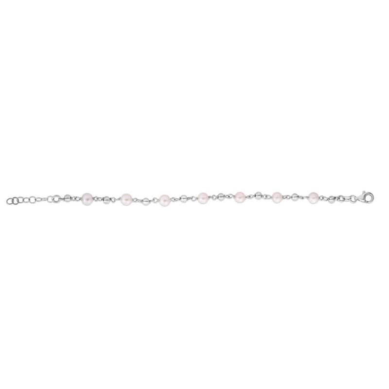 Curata 925 Sterling Silver 18" Alternating Freshwater Pearl and Bead Chain Necklace (Lobster)