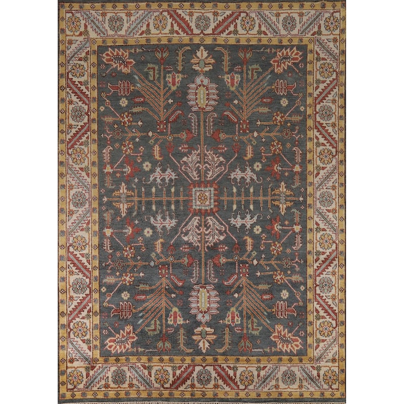 Oushak Indian Area Rug Handmade Grey Wool Carpet - 7'11" x 10'0"
