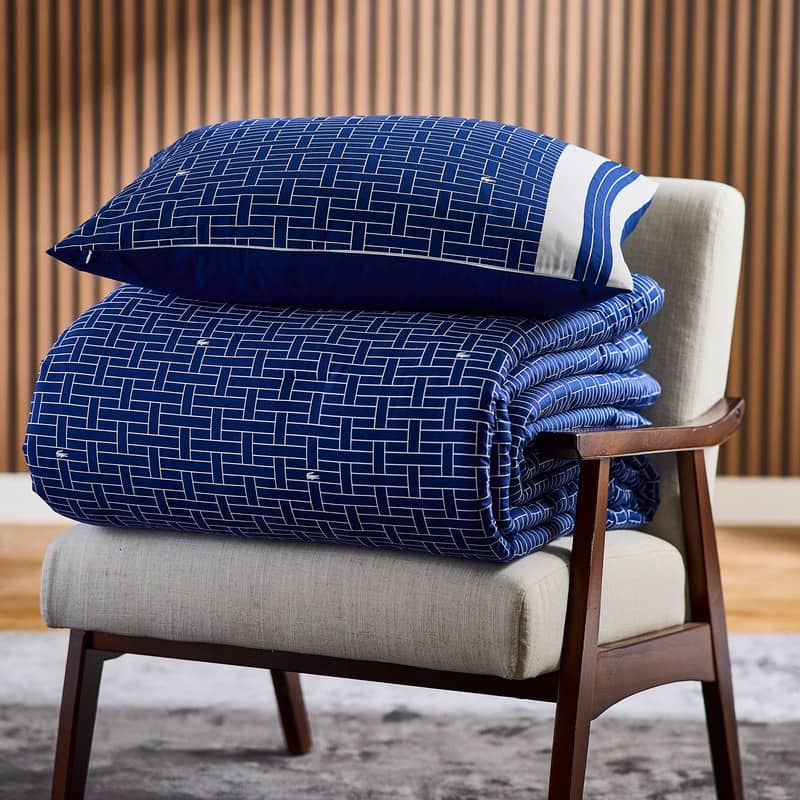 Lacoste Heritage Geo Percale Cotton 3-Piece Comforter Set