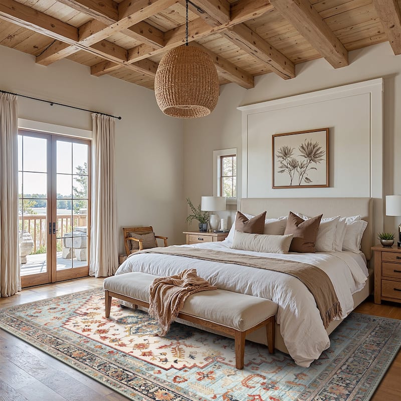 Mcow Vintage Harmony Collection Low-Pile Machine-Washable Area Rug