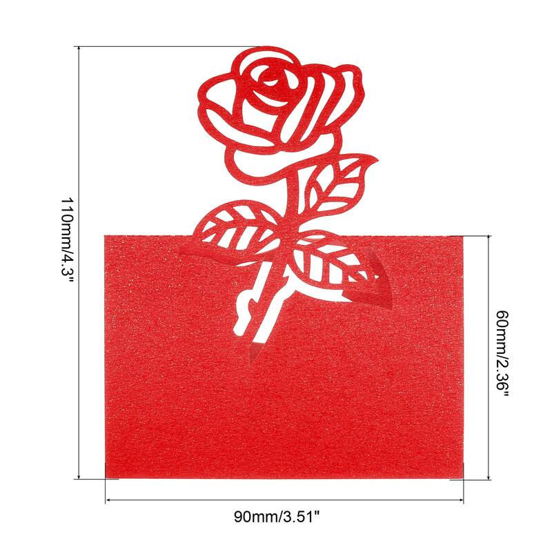 Table Name Place Cards,50Pcs Rose Cut Design Blank Card Red