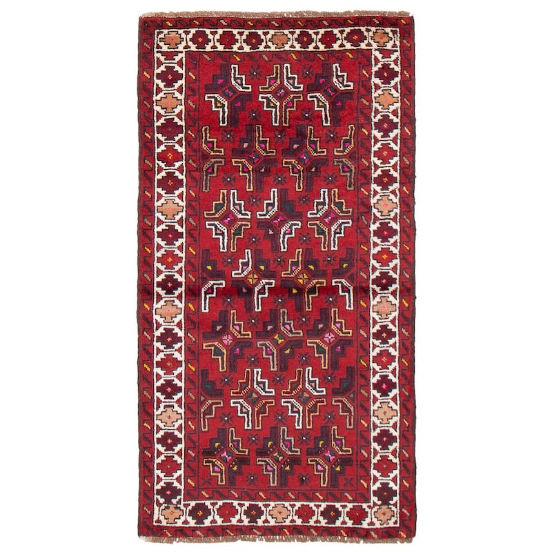 ECARPETGALLERY Hand-knotted Royal Baluch Red Wool Rug - 3'0 x 6'0 - Red - 3'0 x 6'0