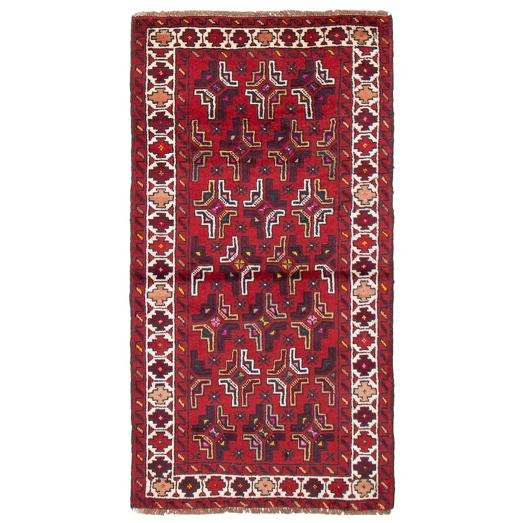 ECARPETGALLERY Hand-knotted Royal Baluch Red Wool Rug - 3'0 x 6'0