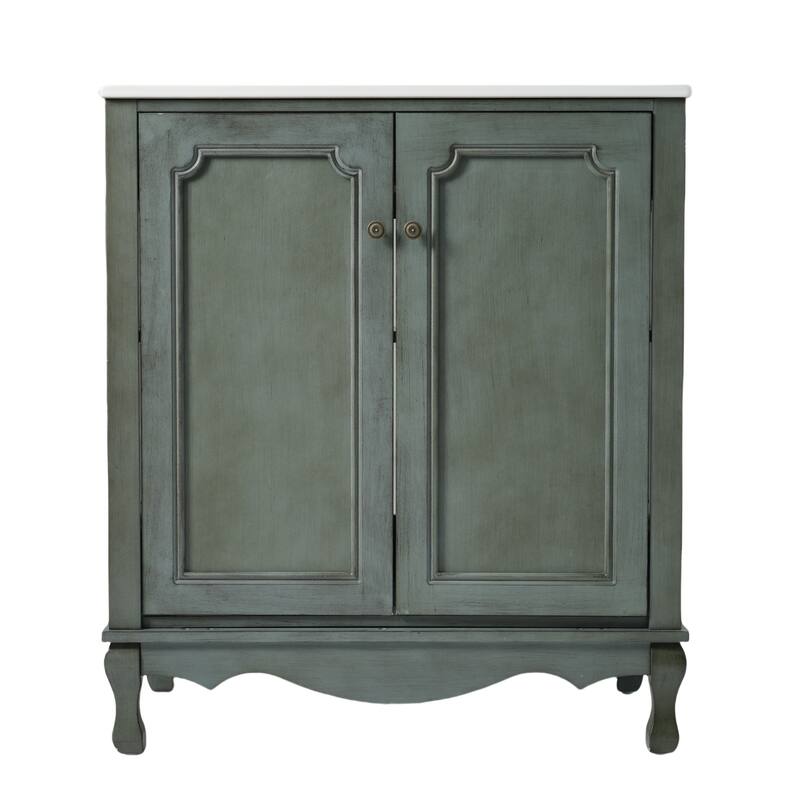 Christopher Knight Home - 30" Vintage Bathroom Vanity with Ceramic Sink & Adjustable Storage Shelves