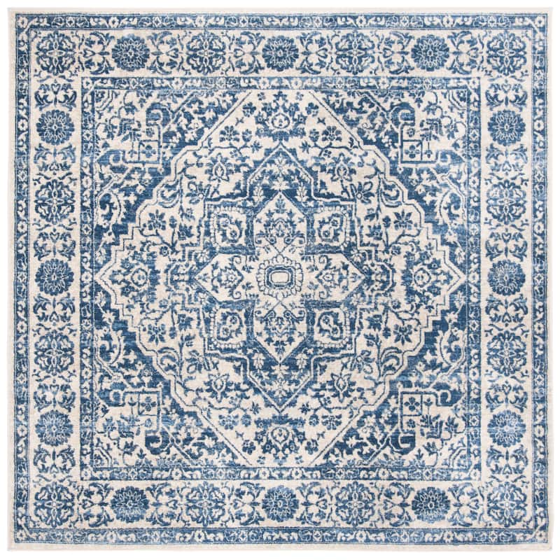 SAFAVIEH Brentwood Þordis Oriental Medallion Rug - 5' Square - Navy/Light Grey