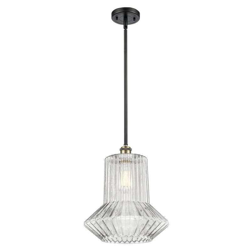 Innovations Lighting Springwater 12" Wide Pendant - Black Antique Brass / Clear Spiral Fluted