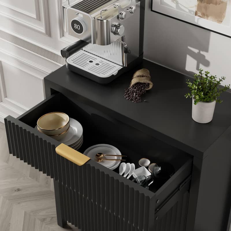 28"Sideboard Kitchen Buffet Cabinet with Drawer and Adjustable Shelf