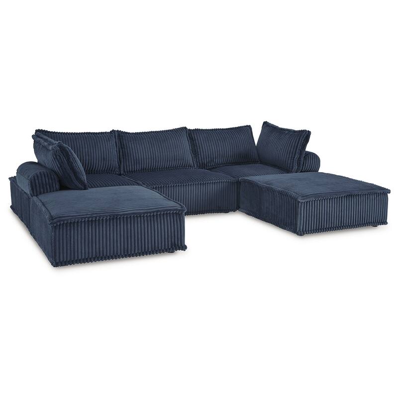 Signature Design by Ashley Bales Blue 5-Piece Modular Seating - 117"W x 117"D x 28"H