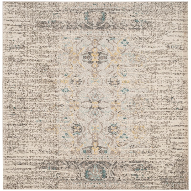 SAFAVIEH Monaco Iginia Distressed Boho Rug - 9' Square - Grey/Multi