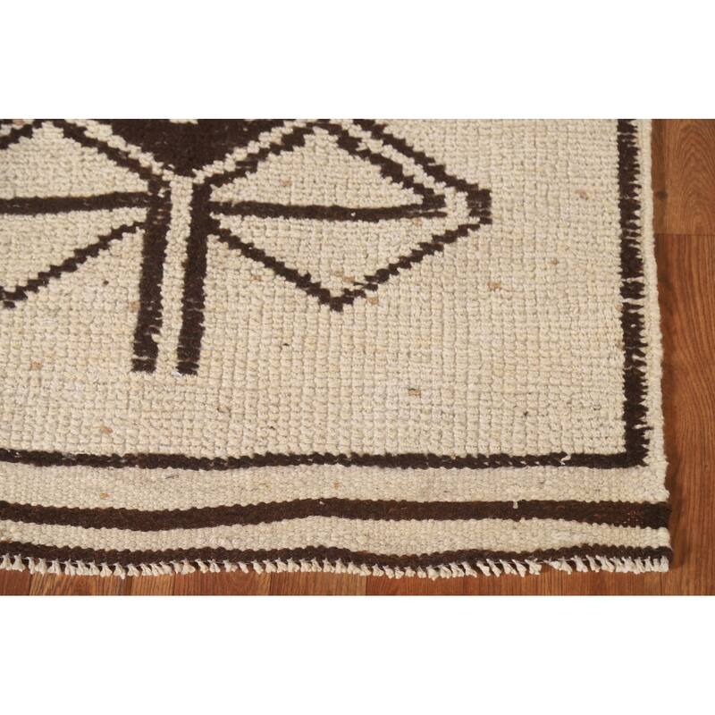 Geometric Anatolian Natural Dye Runner Rug Hand-knotted Wool Carpet - 3'0"x 11'0"