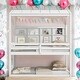 preview thumbnail 10 of 16, Twin House Loft Bunk Bed Kids Bed with Guardrails Semi-enclosed Roof Bedside Shelves and Ladder, Grey White