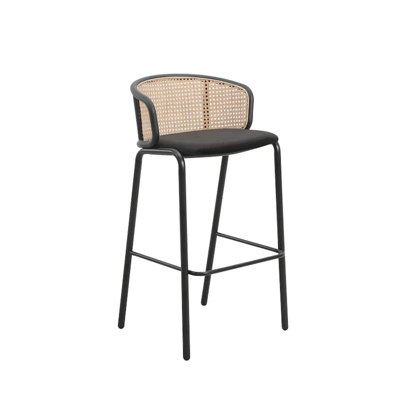 LeisureMod Ervilla Bar Stool with Black Powder Coated Steel Frame - 37" - Black