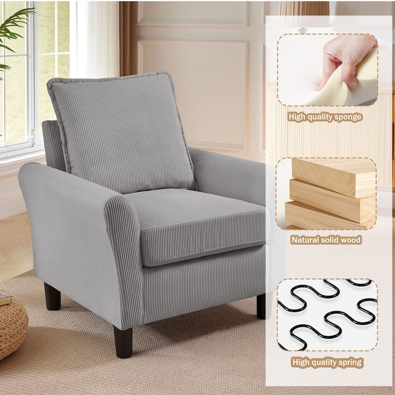 4-Piece Corduroy Living Room Sectional Sofa Set with Loveseat and Chair