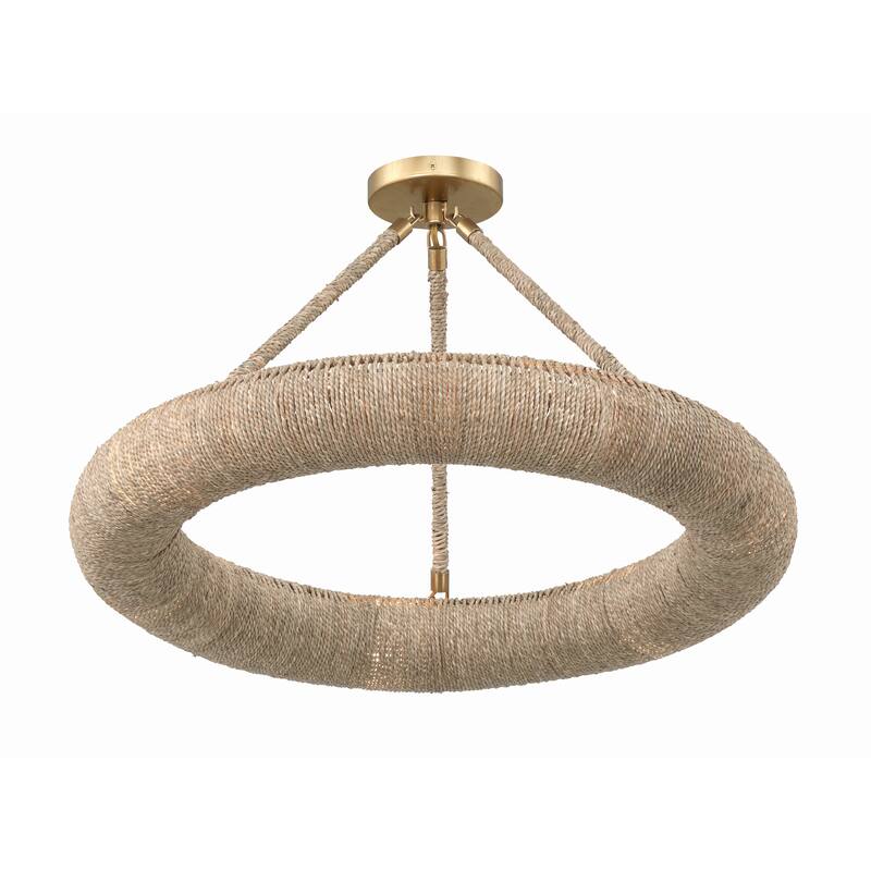 Oakley 1 Light Soft Gold Semi Flush Mount - 24"W x 3.5"H x 24"D