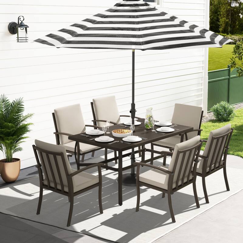 EGEIROS LIFE AluLux 7-Piece Aluminum Patio Dining Set with Washable Cushions