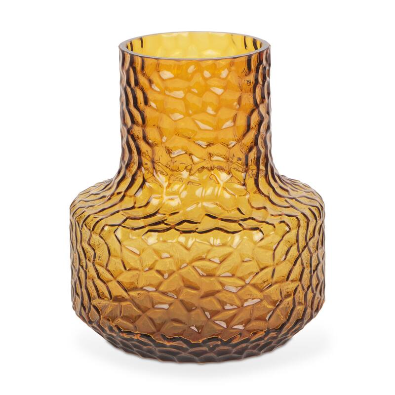7" Amber Glass Faceted Table Vase - 6.30