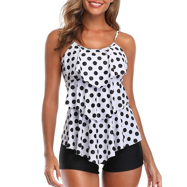 Womens 2 Piece Ruffle Tankini Swimsuits Tummy Control Bathing Suits. Opens flyout.