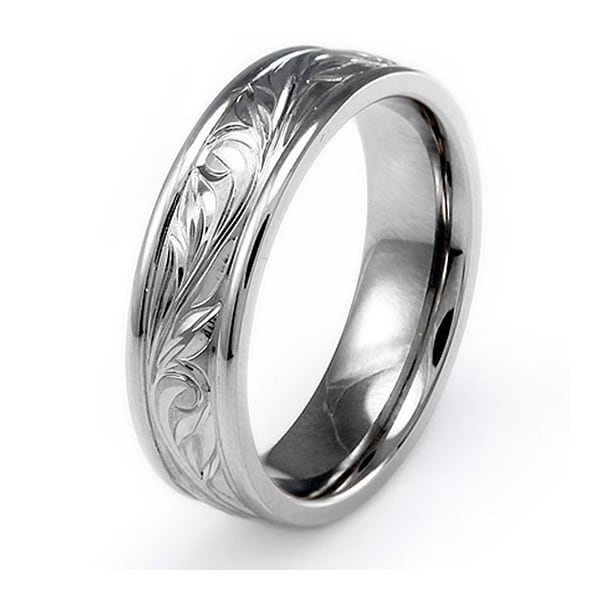 Handcrafted Floral Design Titanium Ring