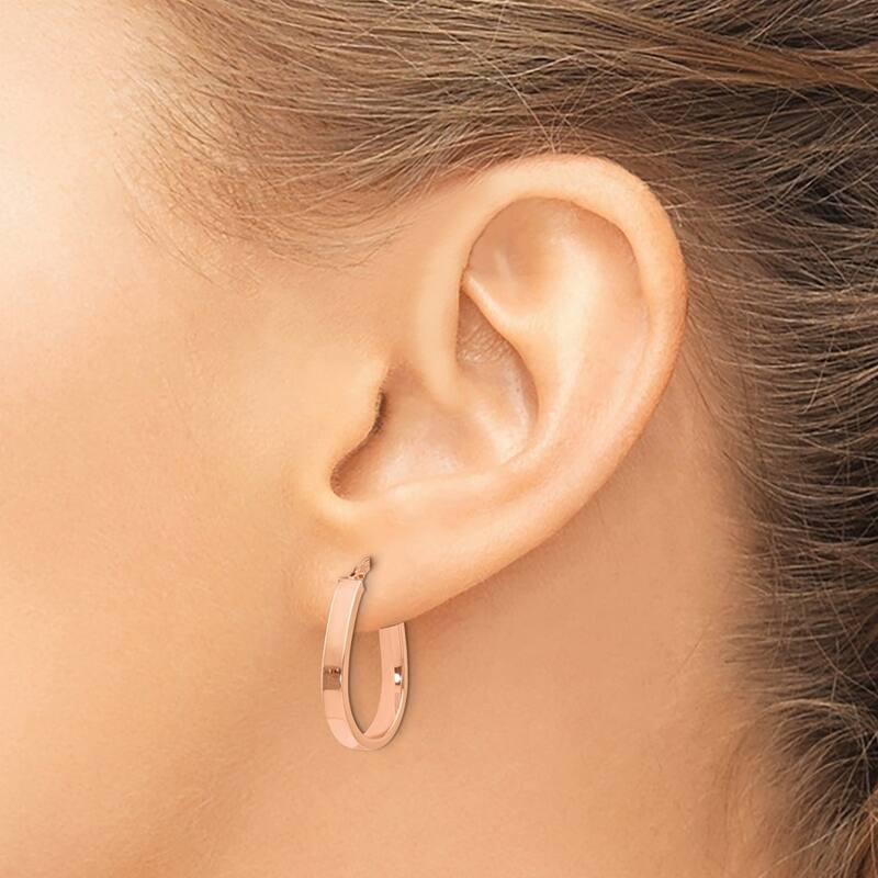 Curata 14k Yellow Gold Polished 3x21mm U shape Hinged Hoop Earrings