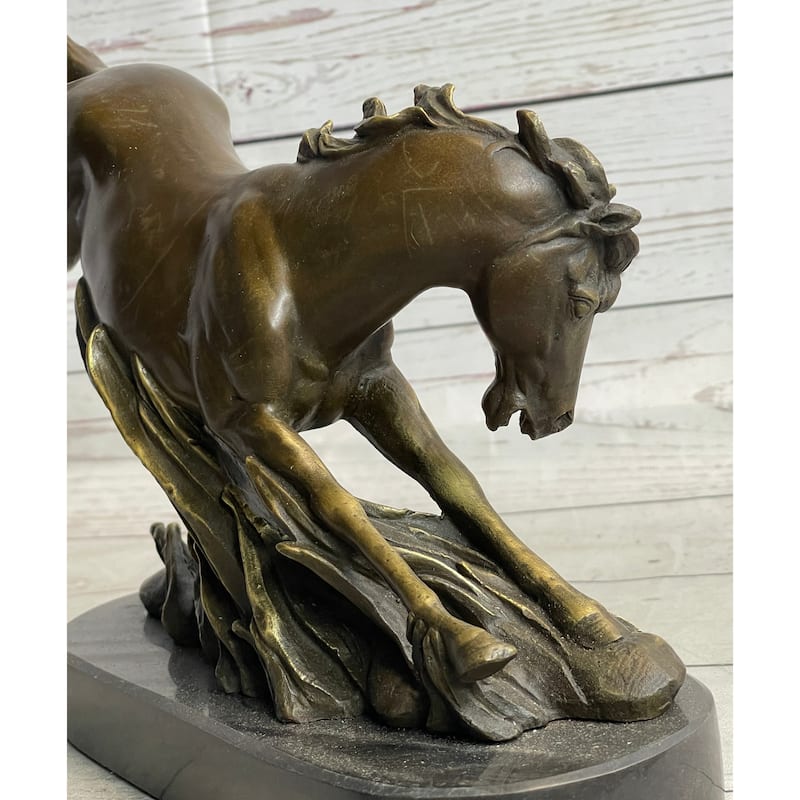 Signed Original Artwork By Imitative Fisher Wild Imitative Horse Bronze Sculpture Figurine Statue Decor