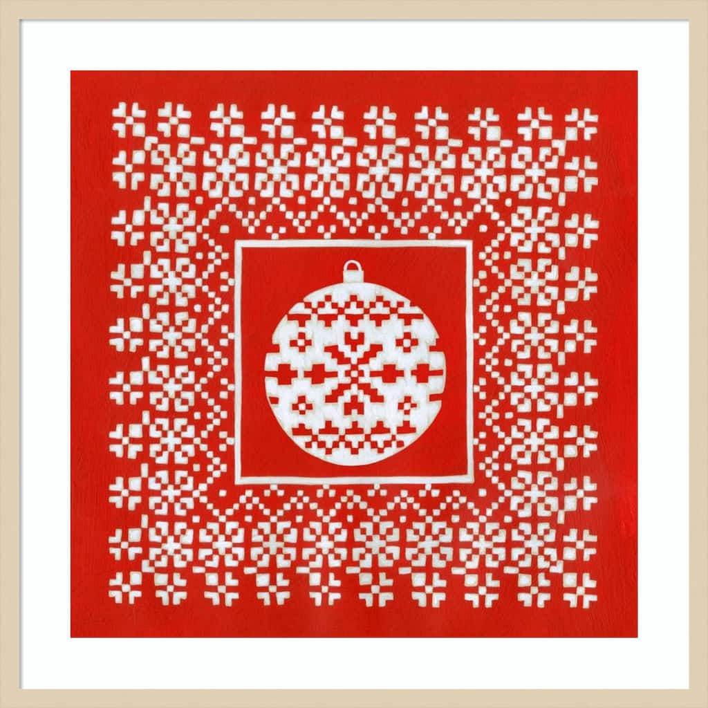 Fair Isle Snowflake V by Chariklia Zarris Wood Framed Wall Art Print