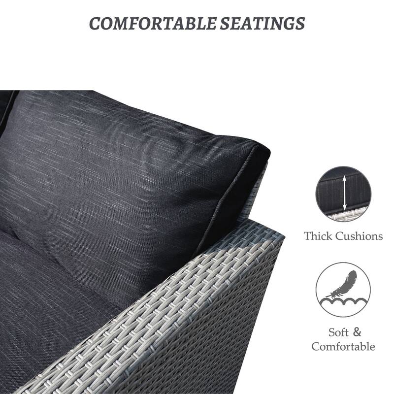 3 Piece Patio Conversation Sets Outdoor Couch Patio Furniture Sectional Wicker Sofa Set