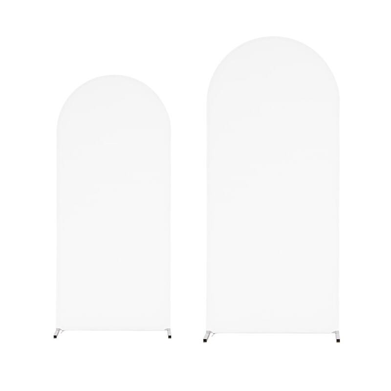 2pcs Wedding Arch Cover, Round Top Backdrop Stand Covers, 5.9ft+6.6ft Spandex Wedding Arch Stand Covers